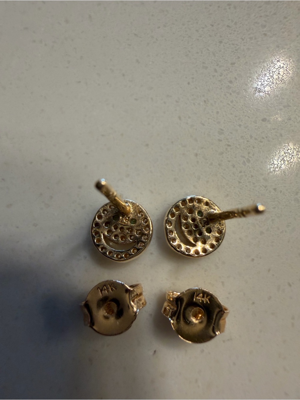 Lisa Gozlan 14kt and diamond happy face studs. Brand new. - Picture 6 of 6